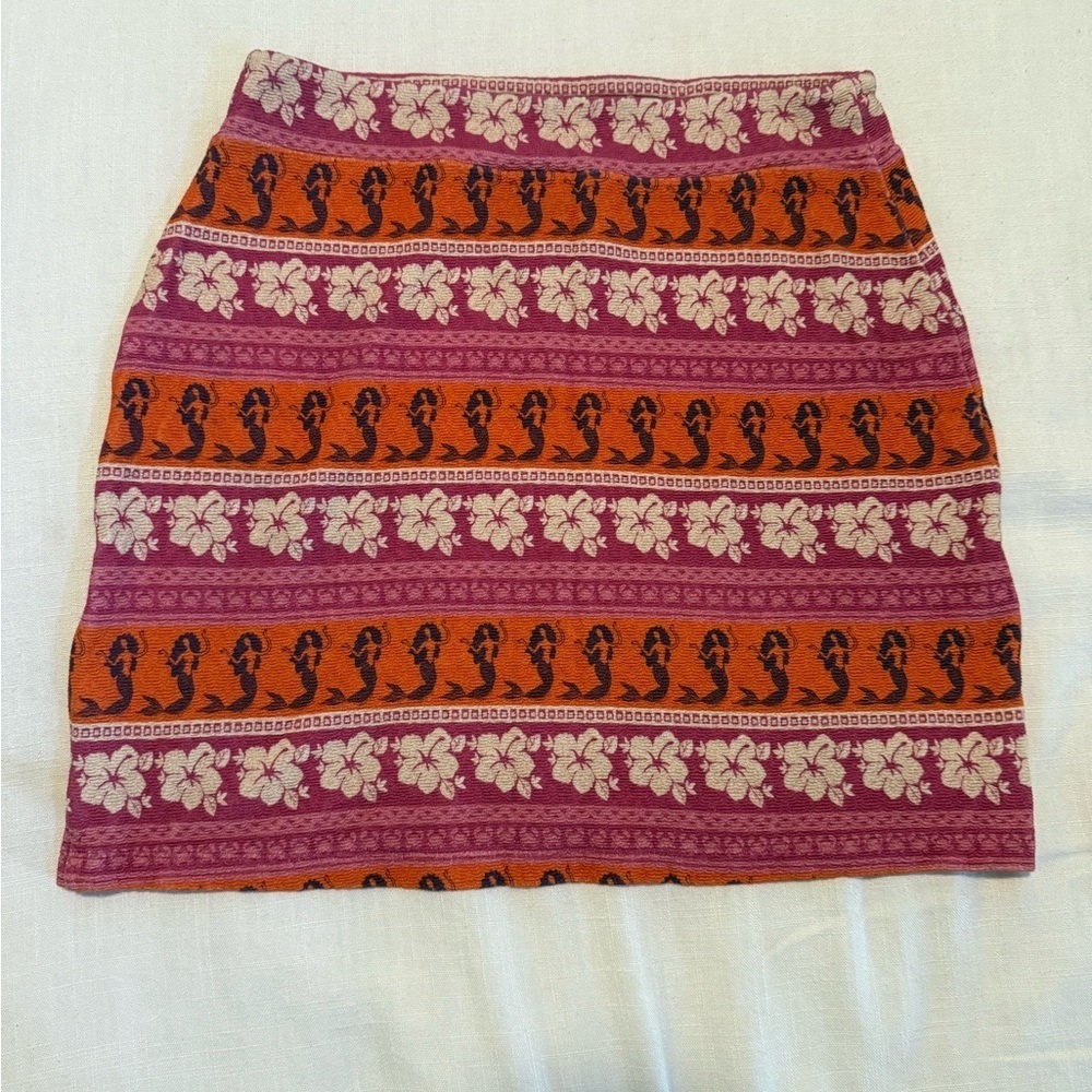 Farm Rio Mini Skirt Mermaid Aloha Pull On Skirt Small - Picture 5 of 7